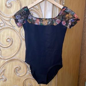 Ainslie Wear Leotard black Lycra and printed mesh